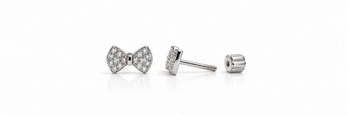Zircon Bow Flat Back Stud