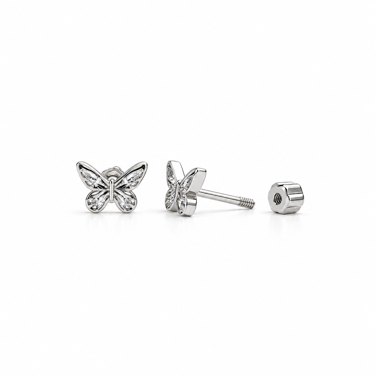 Zircon Open Wing Butterfly Flat Back Stud