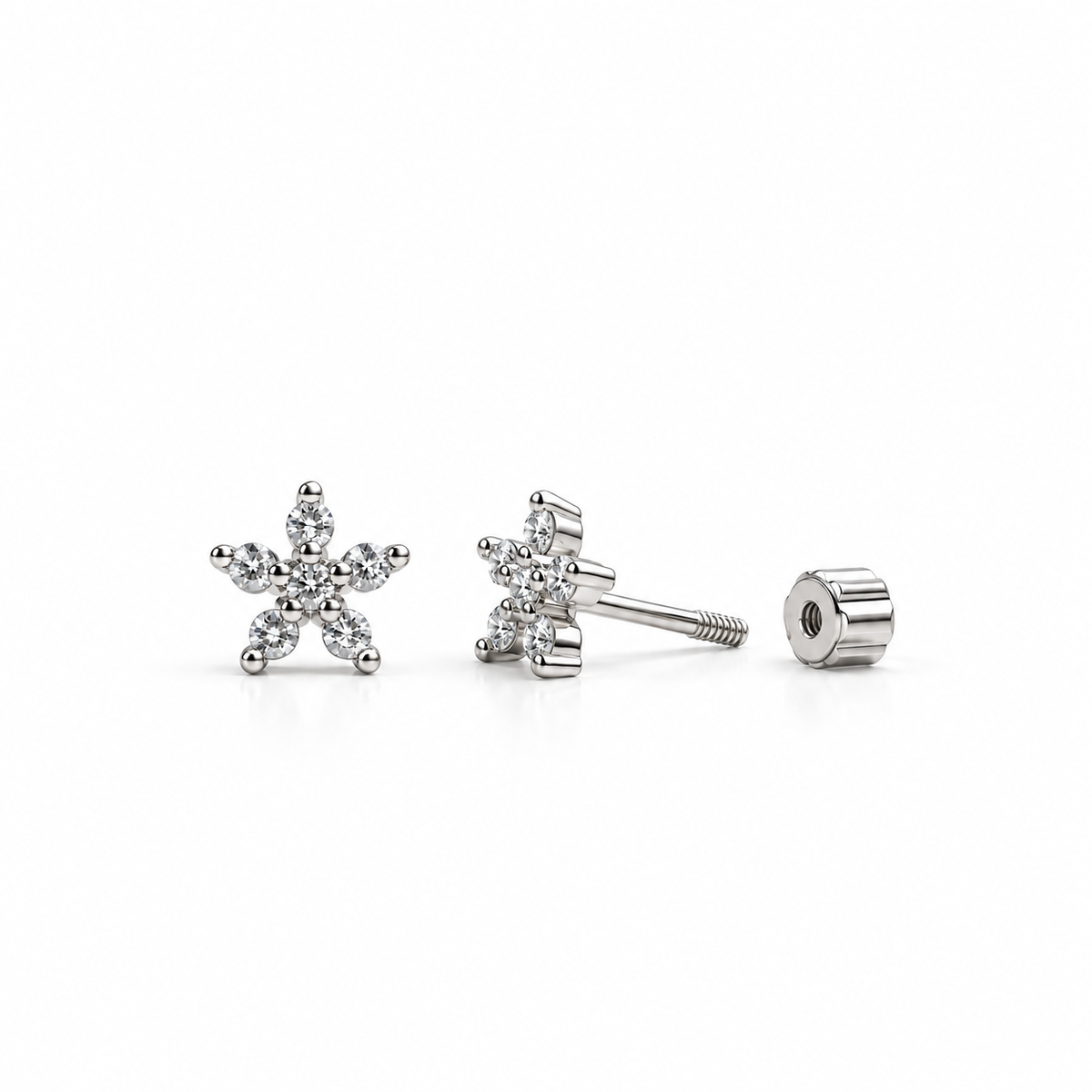 Zircon Daisy Flower Flat Back Stud