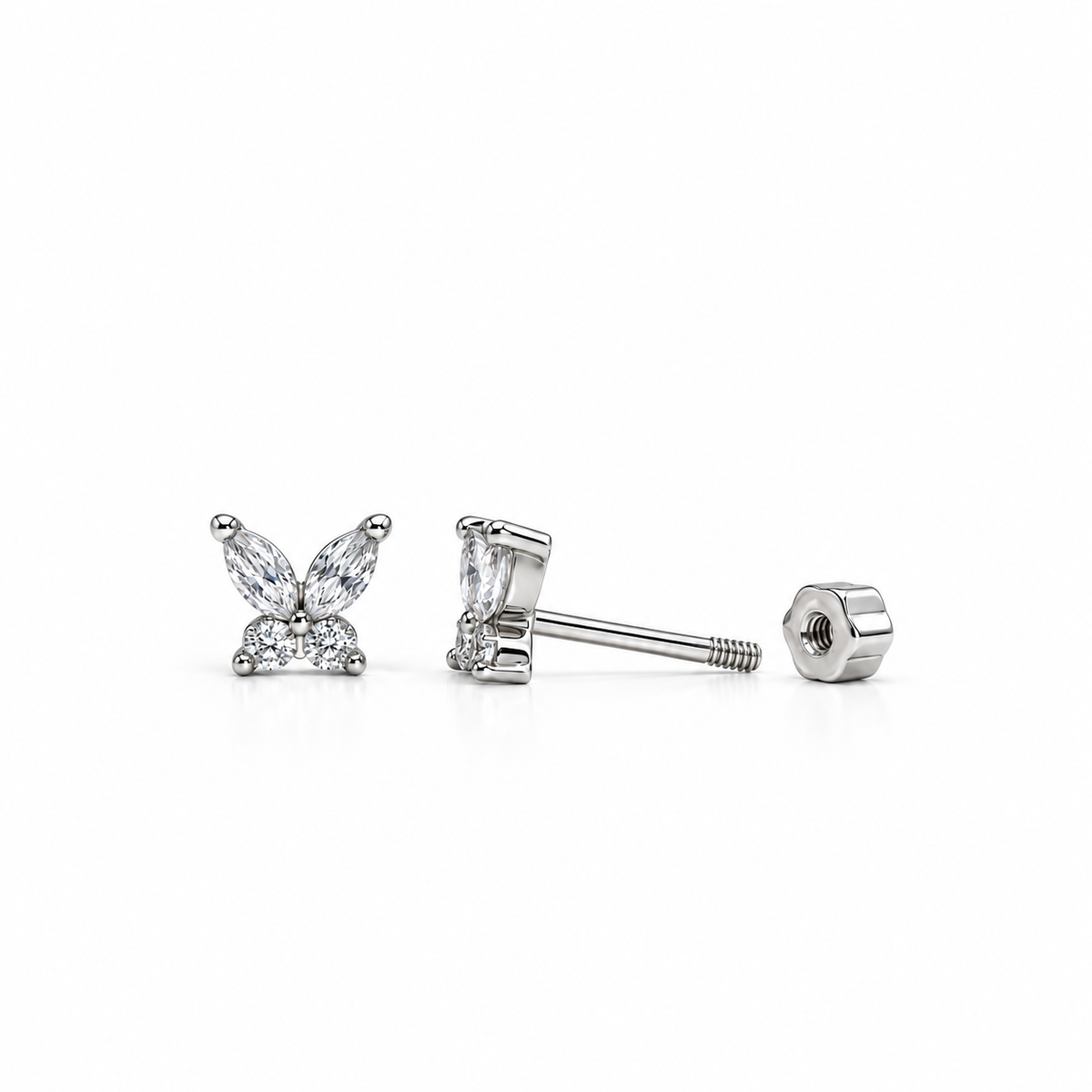 Zircon Marquise Butterfly Flat Back Stud