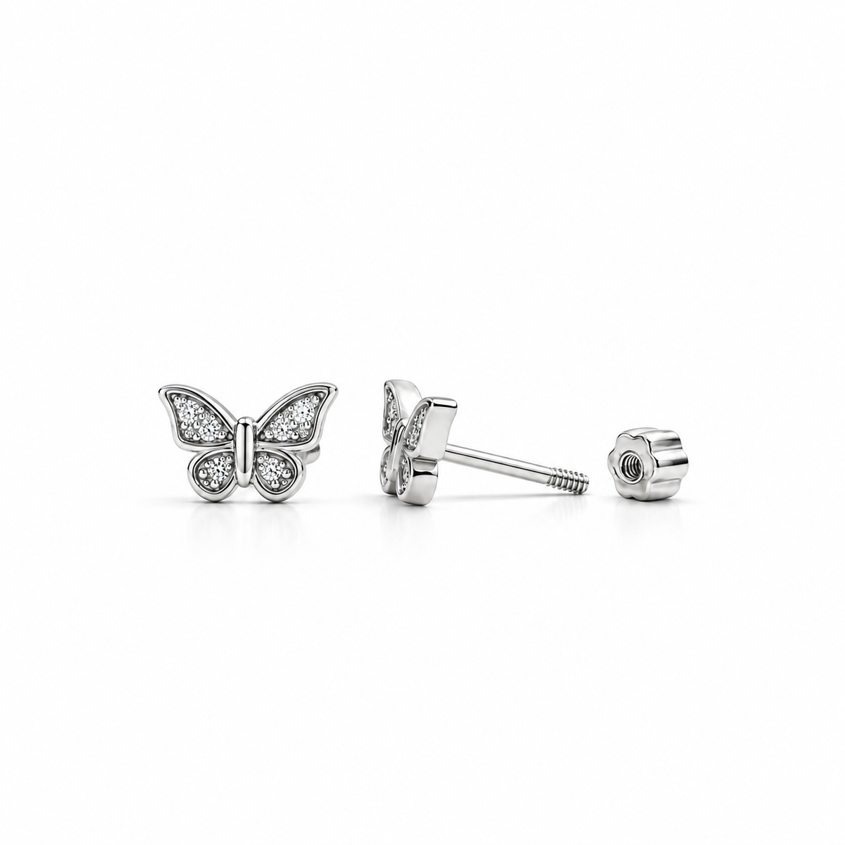 Zircon Pavé Butterfly Flat Back Stud