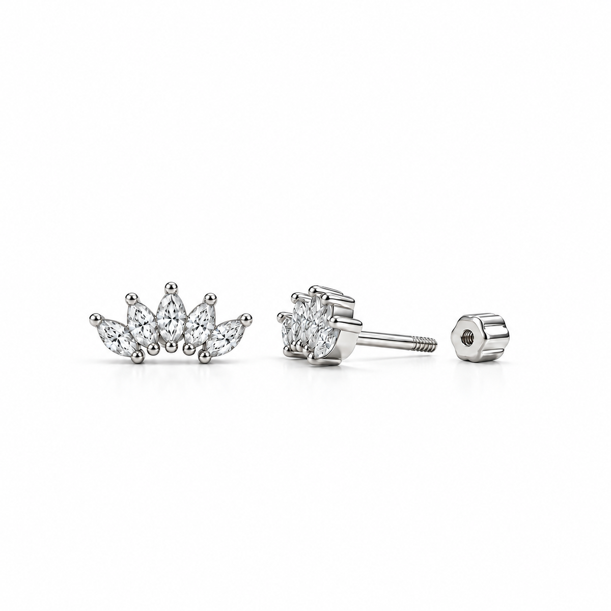 Zircon Crown Flat Back Stud