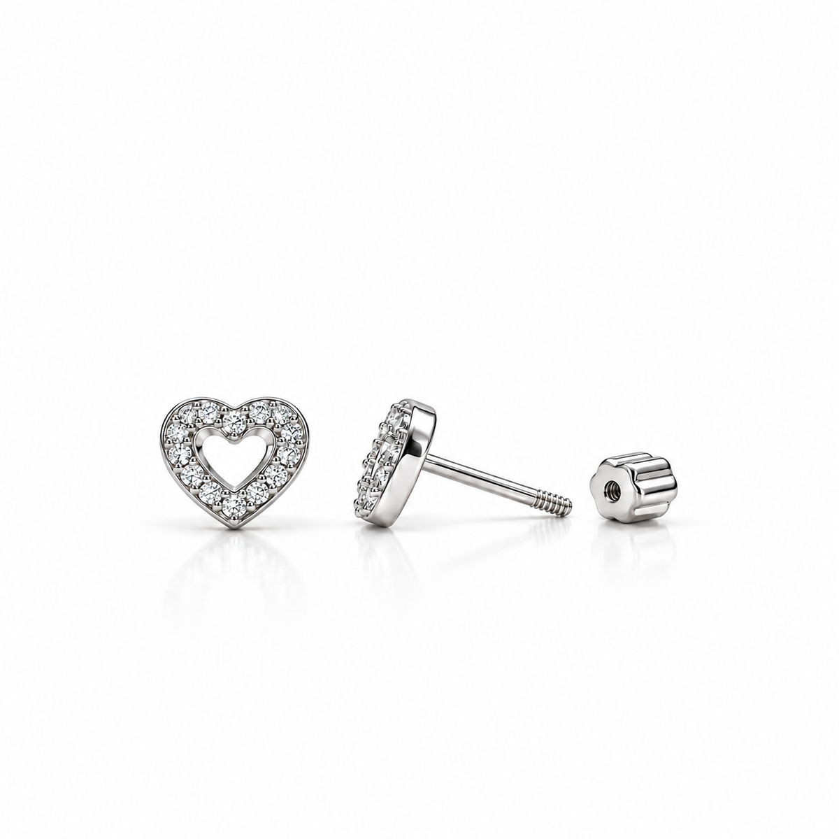 Zircon Open Heart Flat Back Stud