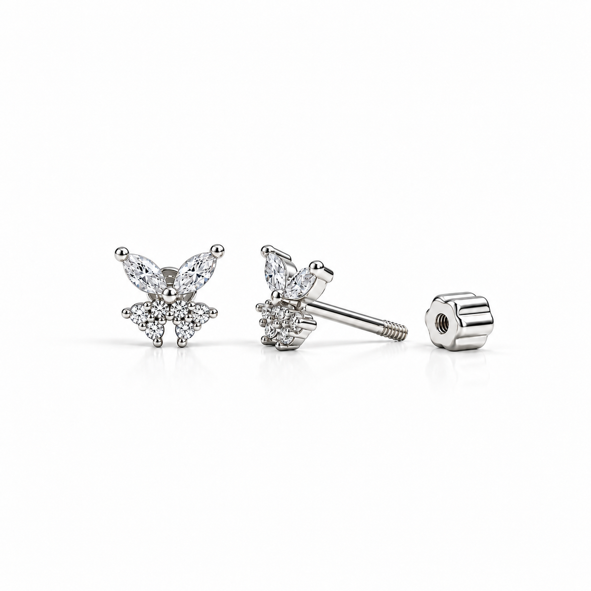 Zircon Butterfly Bloom Flat Back Stud