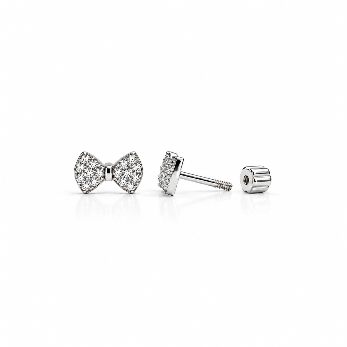 Zircon Bow Flat Back Stud