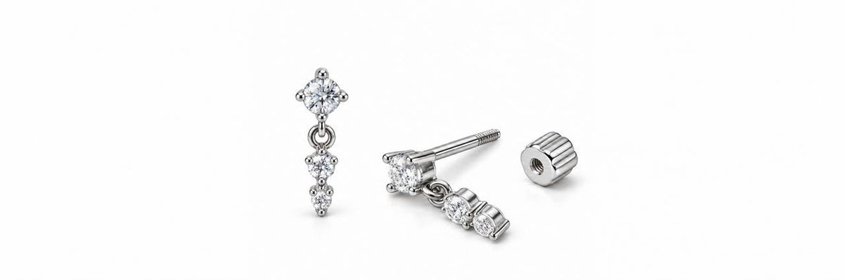 Zircon Triple Drop Flat Back Stud