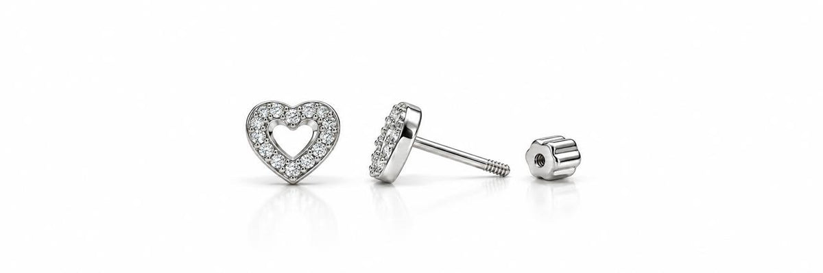 Zircon Open Heart Flat Back Stud
