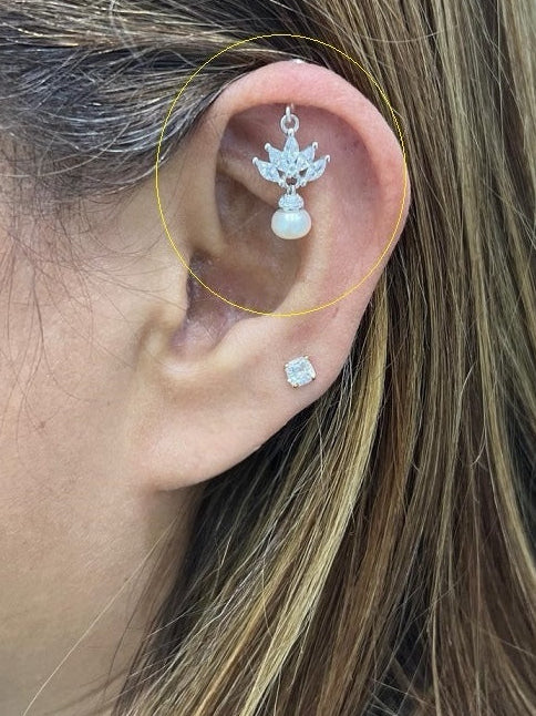 Cubic zirconia with pearl Hanging