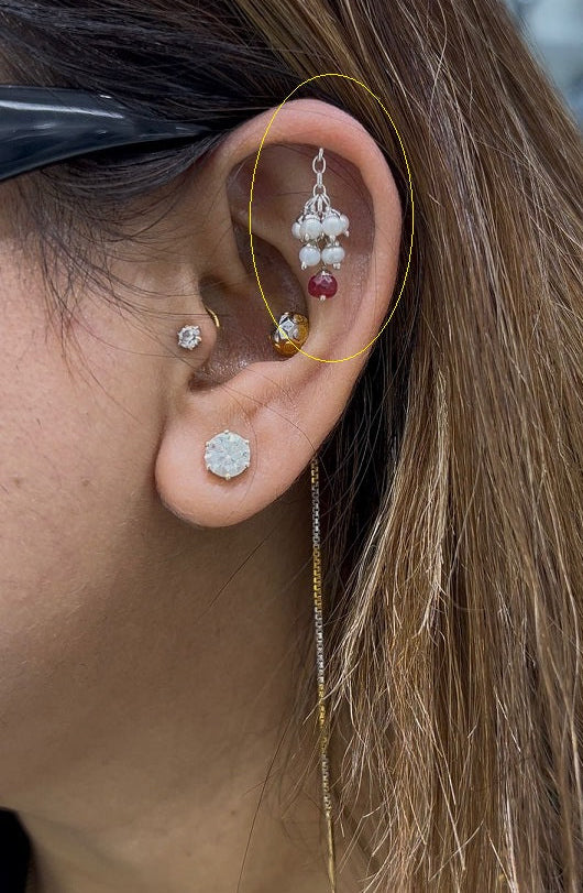 Pearl & ruby drop Hanging