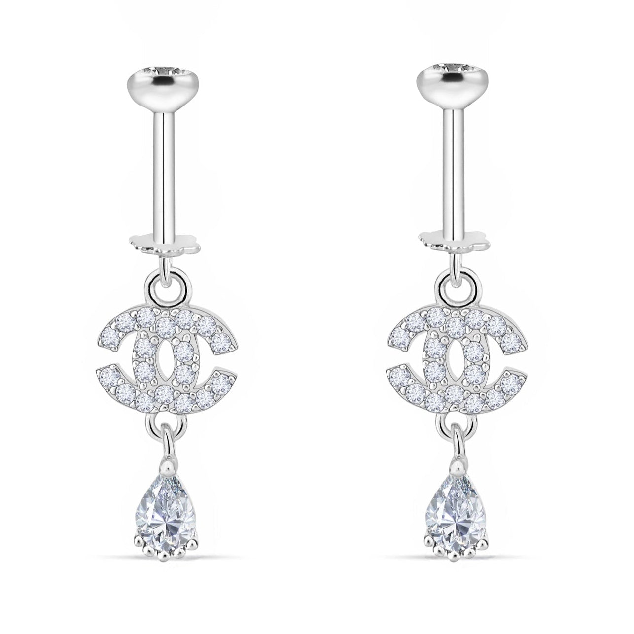 Elegant Style Silver Zirconia Helix Hanging Earring