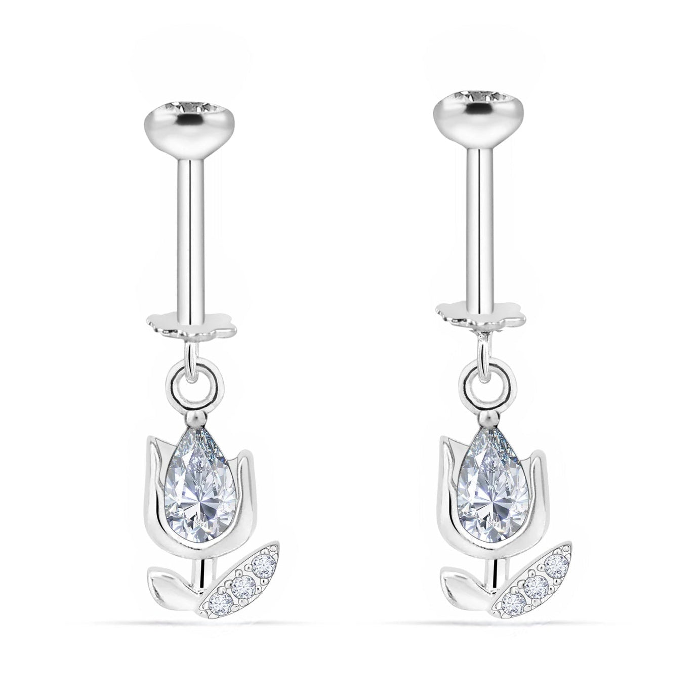 Lotus Silver Zirconia Helix Hanging Earring