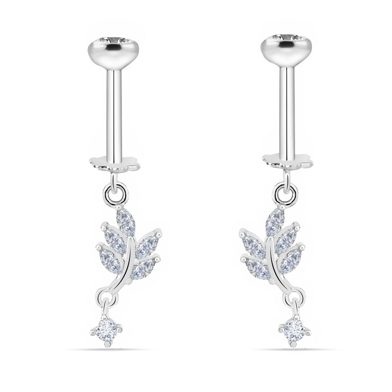 New Zirconia Curve Leaf Charm Helix Hanging