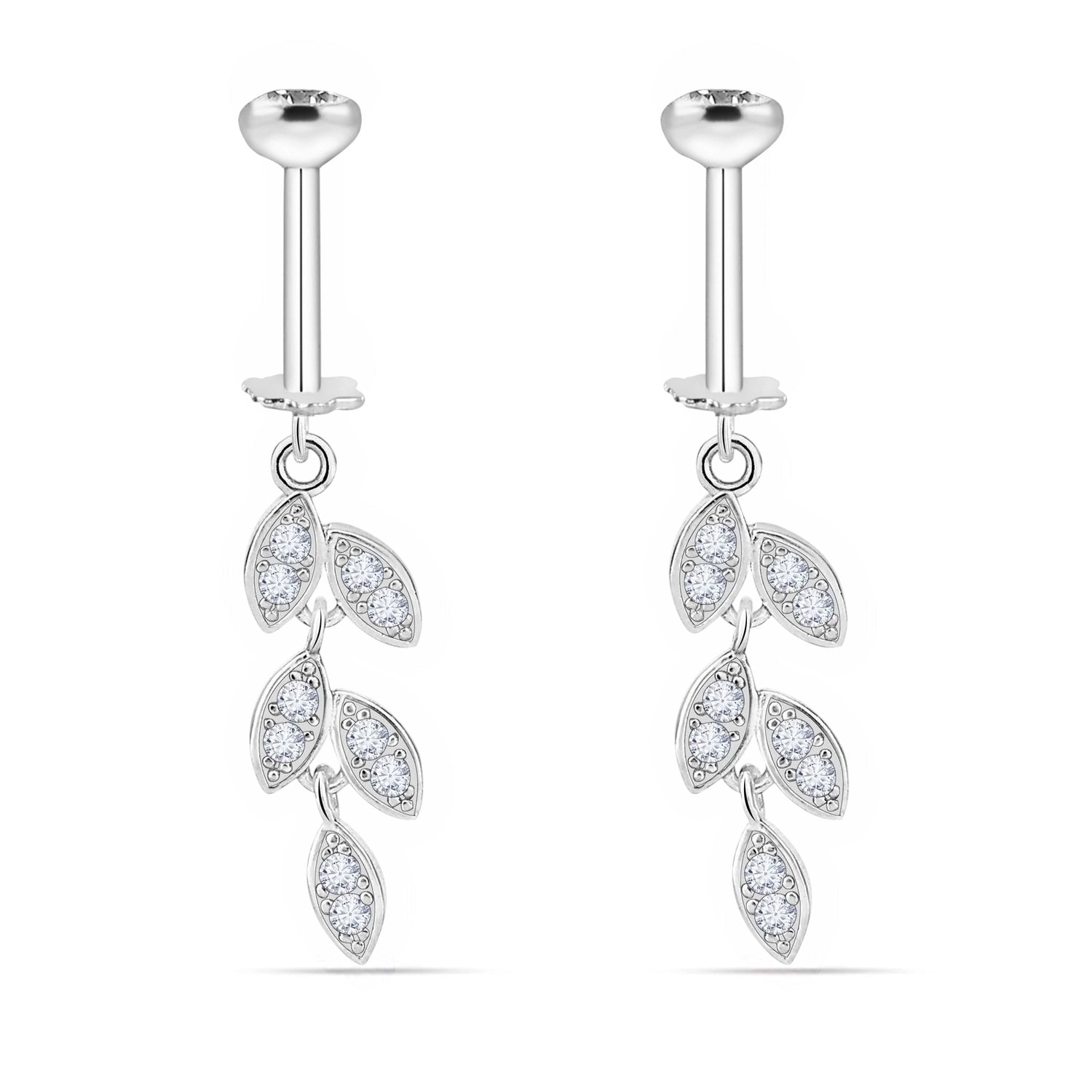 Trendy Zirconia Curve Leaf Charm Helix Hanging